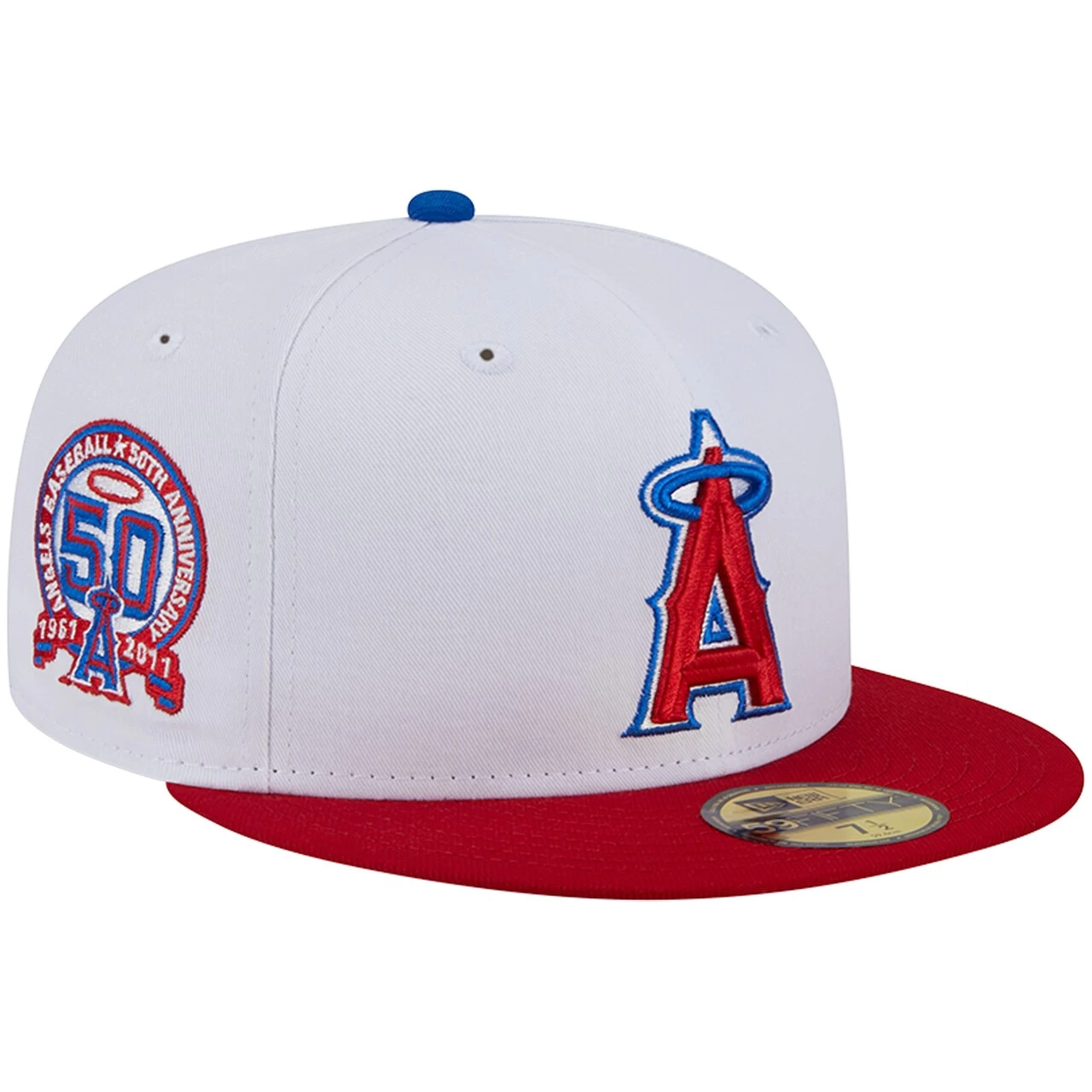 Men's Los Angeles Angels New Era White/Red Undervisor 59FIFTY Fitted Hat