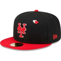 Men's New York Mets New Era Black/Red Heart Eyes 59FIFTY Fitted Hat