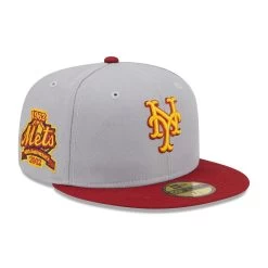 Men's New York Mets New Era Gray/Red Navy Undervisor 59FIFTY Fitted Hat