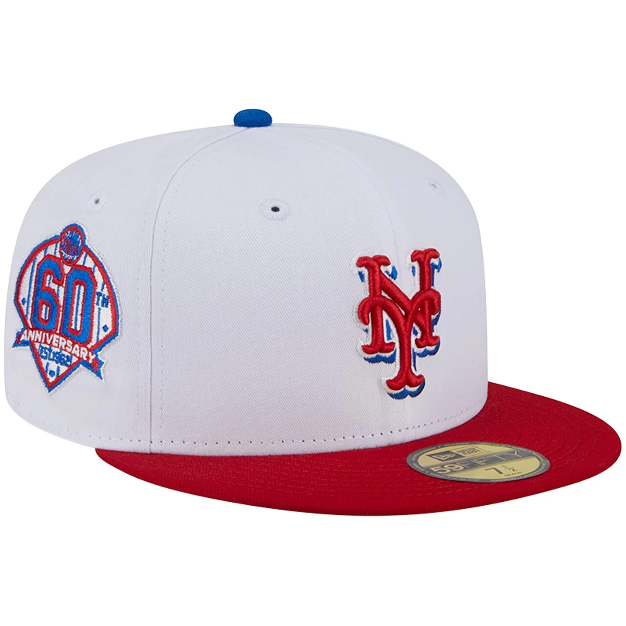 Men's New York Mets New Era White/Red Undervisor 59FIFTY Fitted Hat