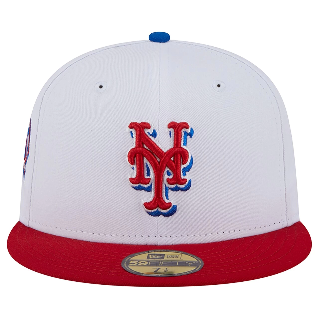Men's New York Mets New Era White/Red Undervisor 59FIFTY Fitted Hat - Image 2