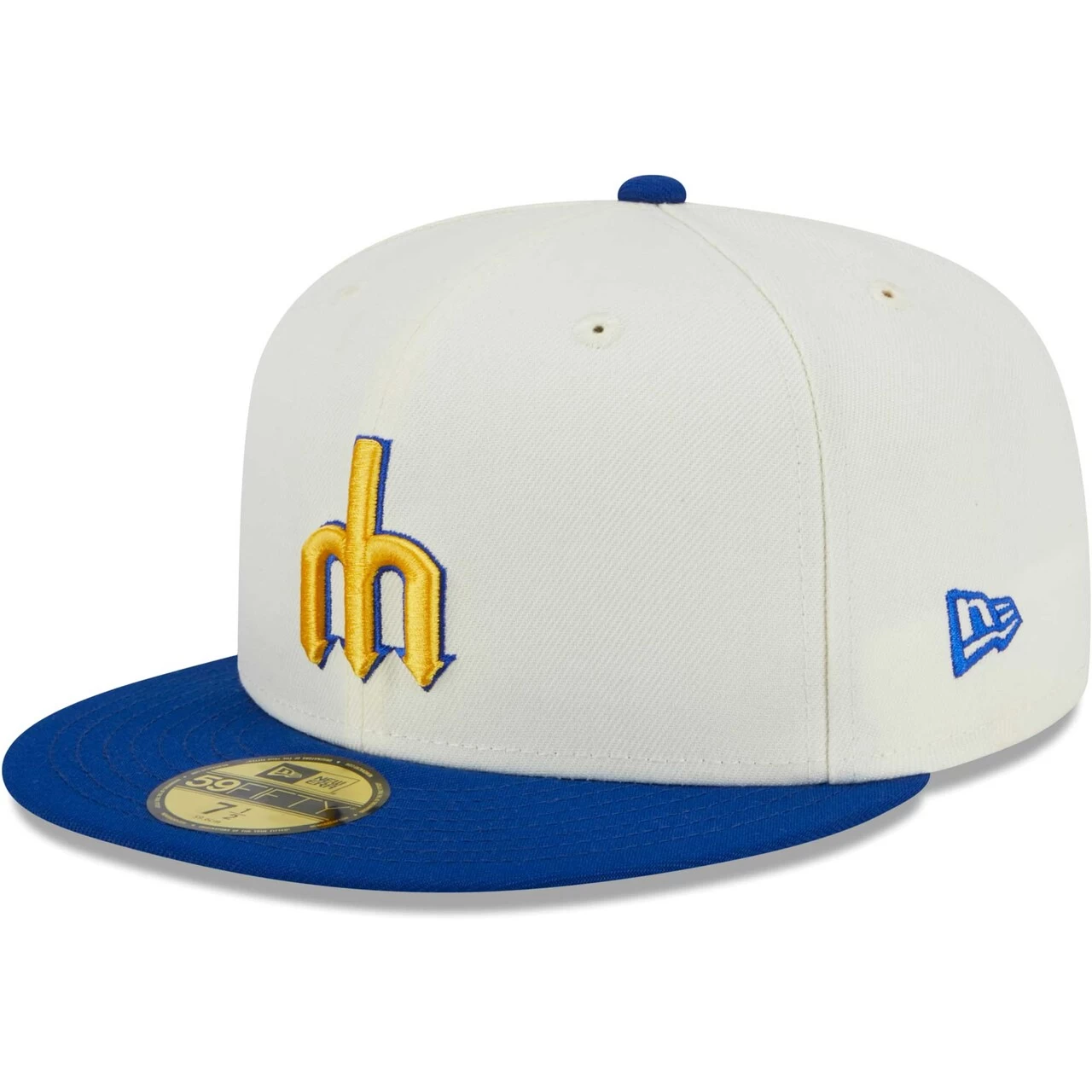Men's Seattle Mariners New Era Stone/Royal Retro 59FIFTY Fitted Hat - Image 3