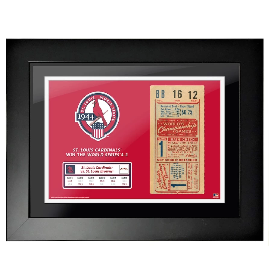 Mustang St. Louis Cardinals 1944 World Series 18'' X 14'' Framed Ticket
