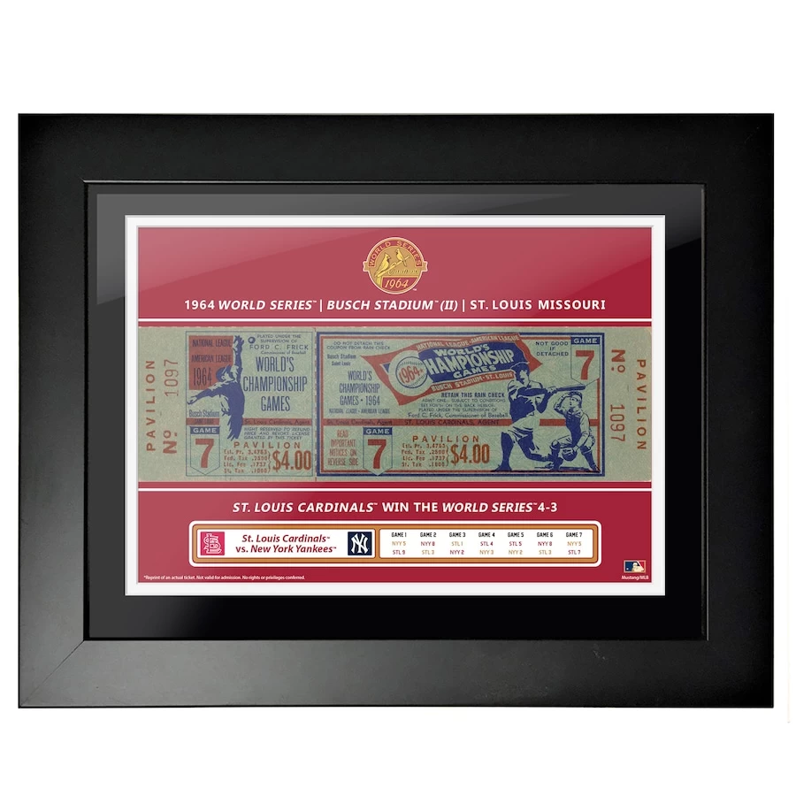 Mustang St. Louis Cardinals 1964 World Series 18'' X 14'' Framed Ticket