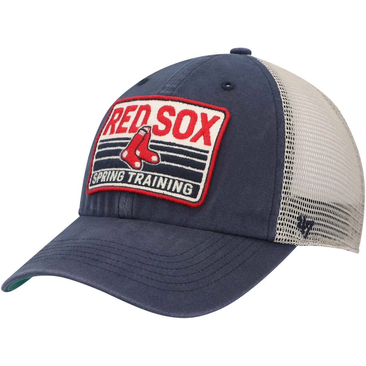 Men's Boston Red Sox '47 Navy/Tan Four Stroke Clean Up Trucker Snapback Hat 3 Men's Boston Red Sox '47 Navy/Tan Four Stroke Clean Up Trucker Snapback Hat