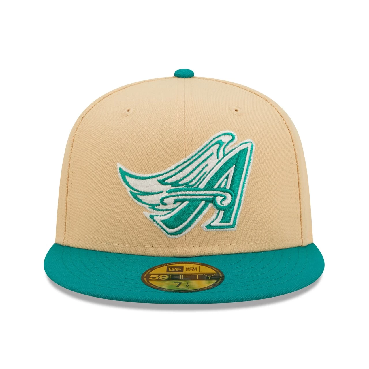 Men's Los Angeles Angels New Era Natural/Teal Mango Forest 59FIFTY Fitted Hat - Image 2