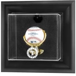 Texas Rangers Fanatics Authentic Black Framed Wall-Mounted Logo Baseball Display Case