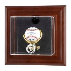 Texas Rangers Fanatics Authentic Brown Framed Wall-Mounted Logo Baseball Display Case
