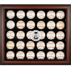Texas Rangers Fanatics Authentic Logo Brown Framed 30-Ball Display Case