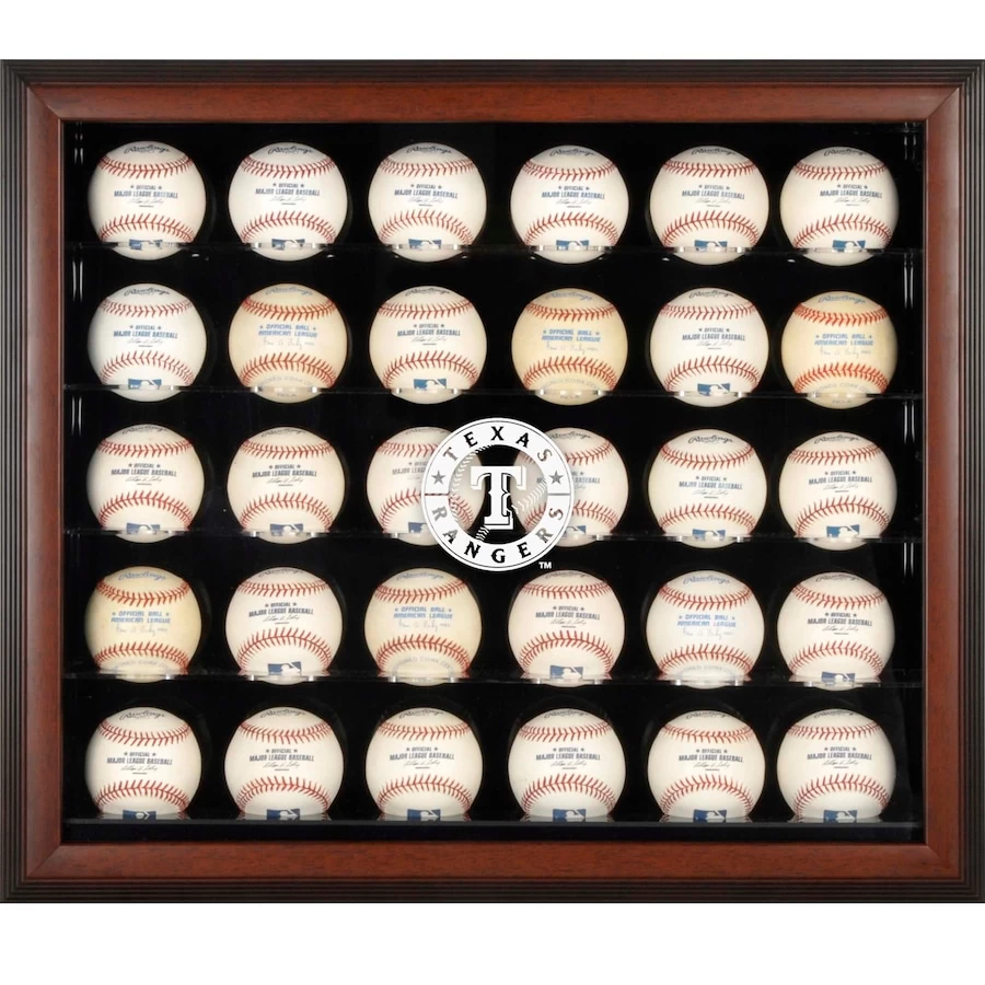 Texas Rangers Fanatics Authentic Logo Brown Framed 30-Ball Display Case