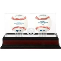 Texas Rangers Fanatics Authentic Mahogany 2-Baseball Display Case