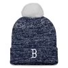 Women's Boston Red Sox Fanatics Branded Navy/White Iconic Cuffed Knit Hat With Pom