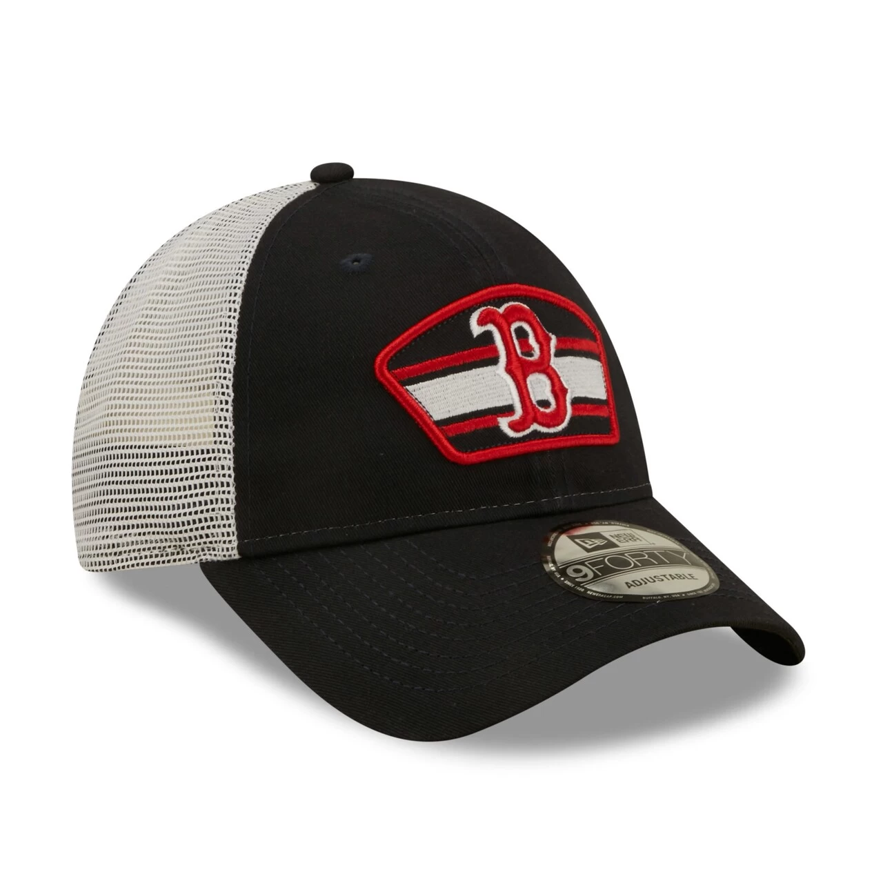 Men's Boston Red Sox New Era Navy/White Logo Patch 9FORTY Trucker Snapback Hat - Image 3