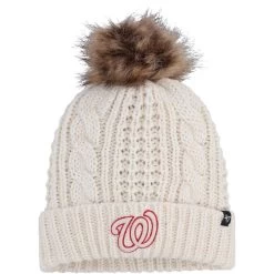 Women's Washington Nationals '47 Cream Meeko Cuffed Knit Hat With Pom