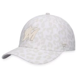 Women's Miami Marlins Majestic White Snow Leopard Adjustable Hat