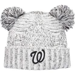 Women's Washington Nationals New Era Gray Dual Pom Knit Hat