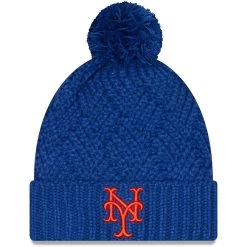 Women's New York Mets New Era Royal Brisk Cuffed Knit Hat With Pom